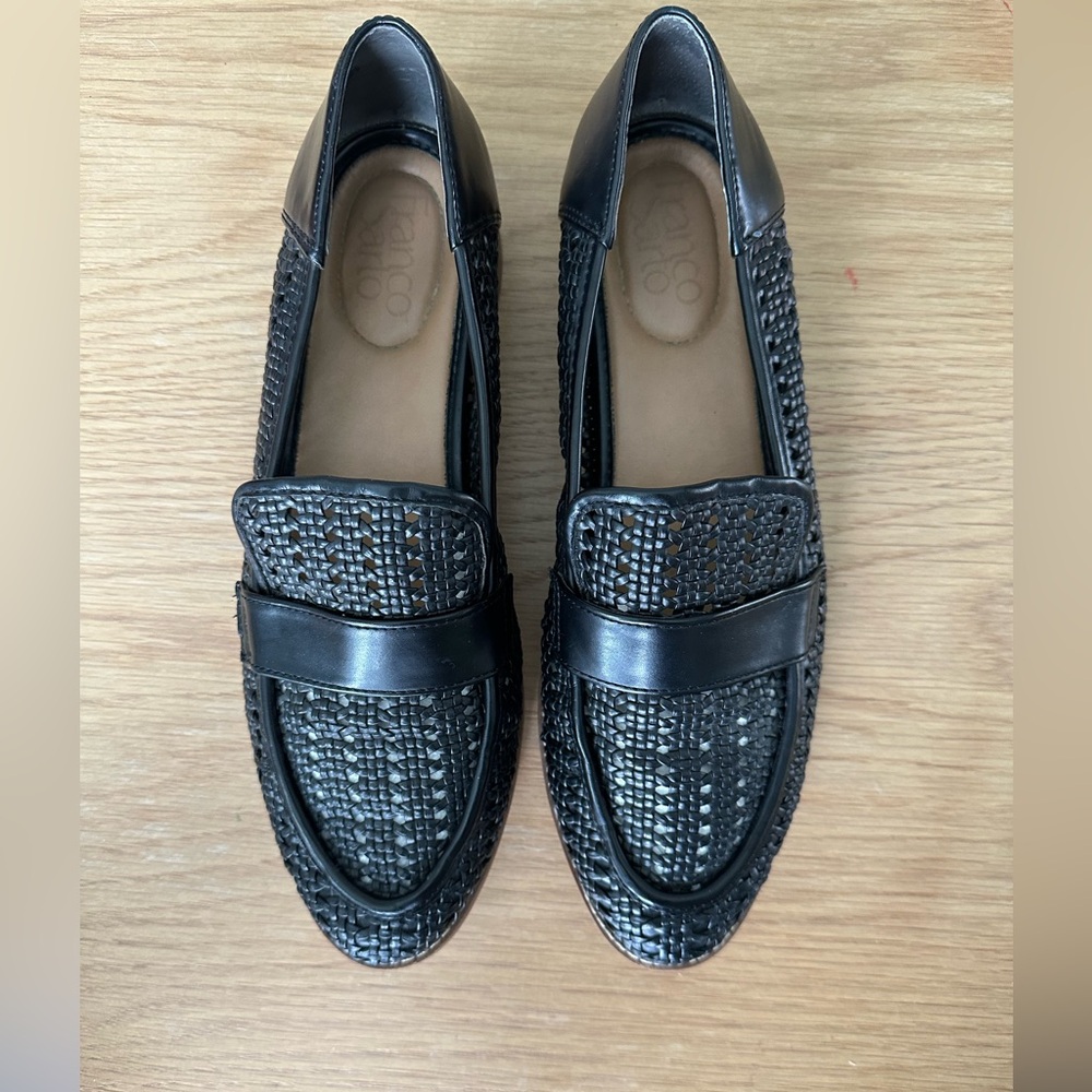 Franco Sarto Black Woven Loafers